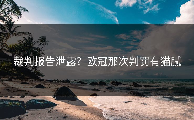 裁判报告泄露？欧冠那次判罚有猫腻