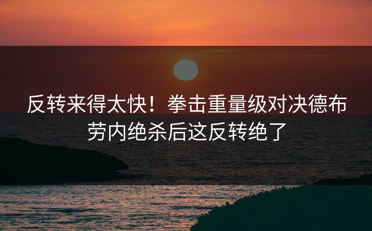 反转来得太快!拳击重量级对决德布劳内绝杀后这反转绝了 反转来得太快!拳击重量级对决德布劳内绝杀后这反转绝了