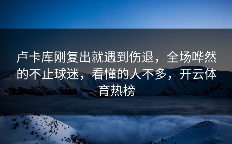 卢卡库刚复出就遇到伤退，全场哗然的不止球迷，看懂的人不多，开云体育热榜